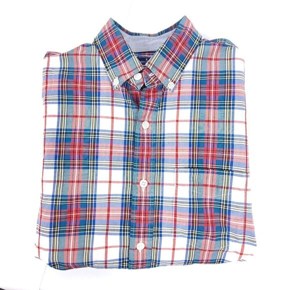 BONOBOS Slim Fit Button Down Long Sleeve Casual Shirt Blue Red Plaid Mens Small - Picture 7 of 8